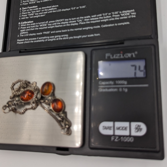 Elegant Cogniak Color Baltic Amber Sterling 925 Art Nouveau Style Necklace 20" - Picture 10 of 10